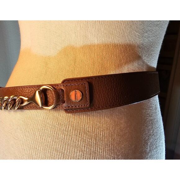 Vintage womens SZ M (36 inches) Talbot Leather Belt Western gold chain details - Picture 4 of 12